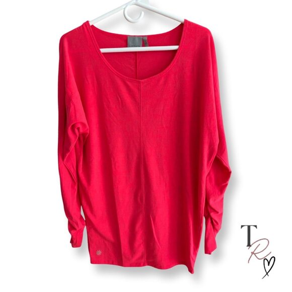 Athleta Essence Flow Casual Long Sleeve Shirt in Hot Pink Coral Size Small - Picture 1 of 13